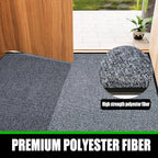 Commercial Grade Entrance Mat 3x5Ft Brush Step Entrance Rug with Striped Pattern&Rubber Border Indoor Outdoor Low Profile Rubber Entry Carpet Mat for Hallway,Home,High Traffic Area