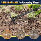 Extra-Sharp Triangular Hoe - Heavy Duty Gardening & Construction Tool with 15"-60" Adjustable Stainless Steel Pole, Detachable Design for Digging, Weeding, Trenching