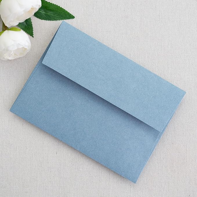 PONATIA 50 Pieces 5x7 Envelopes, Dusty Blue A7 Envelopes Self Seal for Weddings, Invitation Cards, Photos, Postcards, Greeting Cards Mailing, Baby Shower, Graduation, Christmas Gift Cards