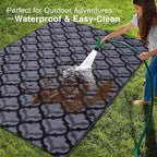 OLANLY Reversible Outdoor Rug 5x8 ft Clearance, Waterproof Outdoor Plastic Straw Rug with Interlacing Pattern, RV Mat for Patio, Camping, Balcony, Deck, Backyard, Black & Grey