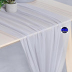 MDS 2 Pack 14ft Chiffon Table Runner 29 x 170 Inches Sheer Wedding Runner Romantic Rustic Table Runner for Wedding Decorations, Birthday Parties, Bridal Shower Party Arch Decor - Cool Gray
