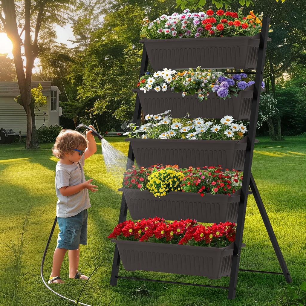 TOREVSIOR 5-Tier Vertical Raised Garden Bed, Elevated Herb Planter Box