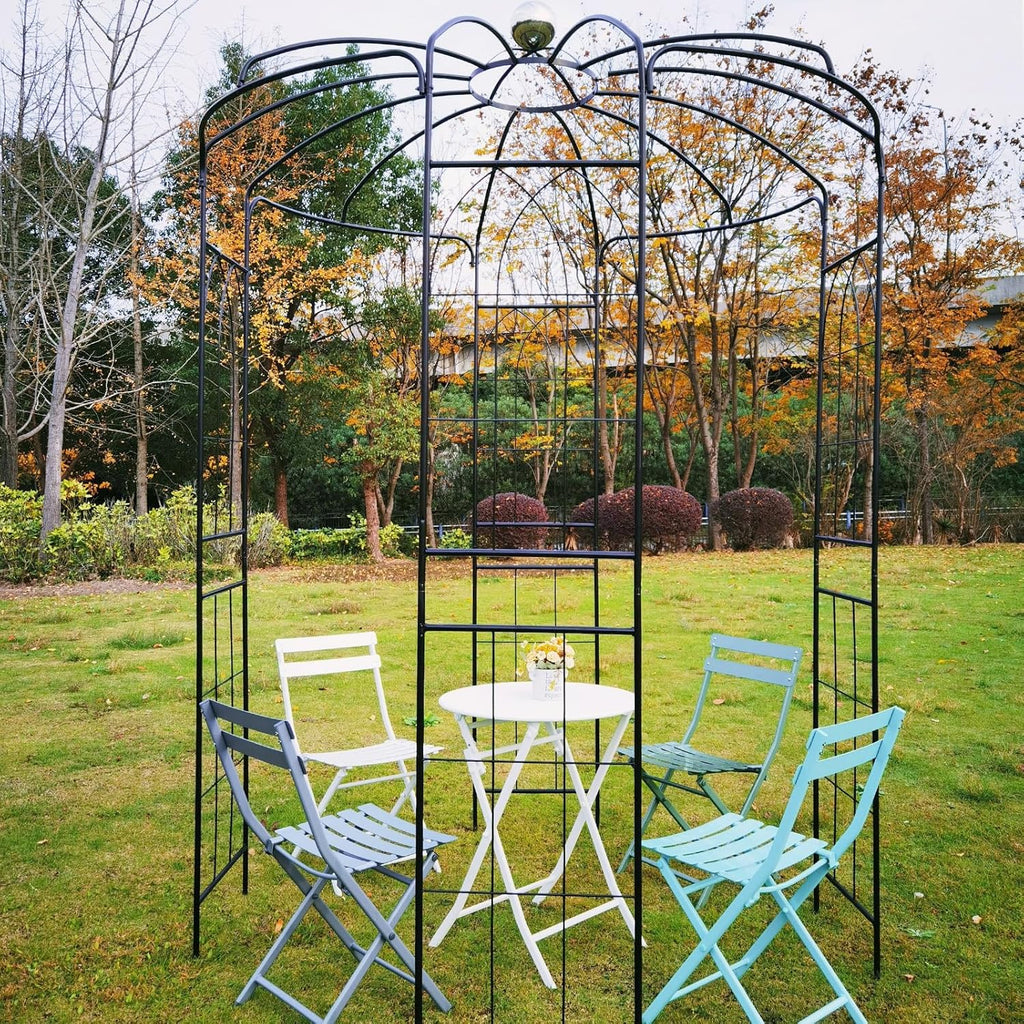 Giantex Birdcage Shape Gazebo - 9.4' H x 6.8' W Metal Arch Trellis for Climbing Plants Clematis Vines, French Style Pergola Pavilion Garden Arbor for Weddings Photoshoots Ceremony Party Outdoor Decor