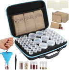 48 Slots Seed Storage Organizer Box, Garden Vegetable Plant Flower Seeds Saving kit with Write Label Funnel Tweezer 2 Sizes Storage Bottles