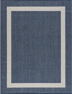CAMILSON Outdoor Rug 6x9, Modern Outside Rugs for Patios Porches Waterproof Durable Washable Non-Shedding, Easy-to-Clean Indoor Outdoor Area Carpet (6 x 9, Bordered - Blue/White)