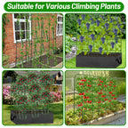 U-Shape Cucumber Trellis with Fabric Raised Garden Bed 65x50 Inch Metal Garden Arch Trellis with Net, Climbing Plants Vegetables Heavy-Duty Outdoor Plant Support for Pea, Grape, Squash, Tomatoes