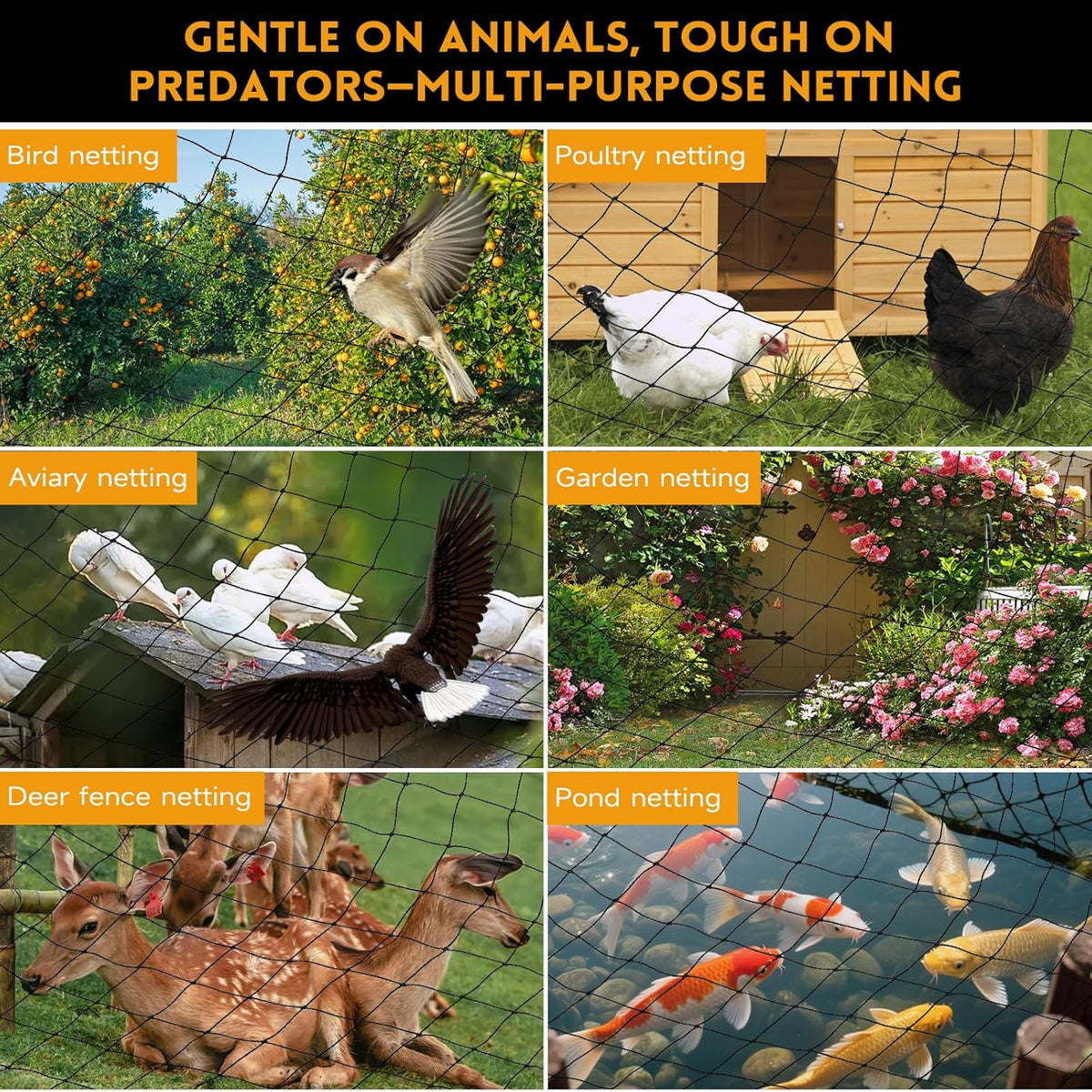 Heavy Duty Chicken Netting for Hawks with 1" Mesh, 25x25 ft Reinforced HDPE Bird Netting & Poultry Net, Deer Fence Netting for Protecting Fruit Trees, Vegetables & Plants from Birds & Other Animals