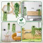 Der Rose 4Pcs Fake Hanging Plants with Lush Cascading Greenery