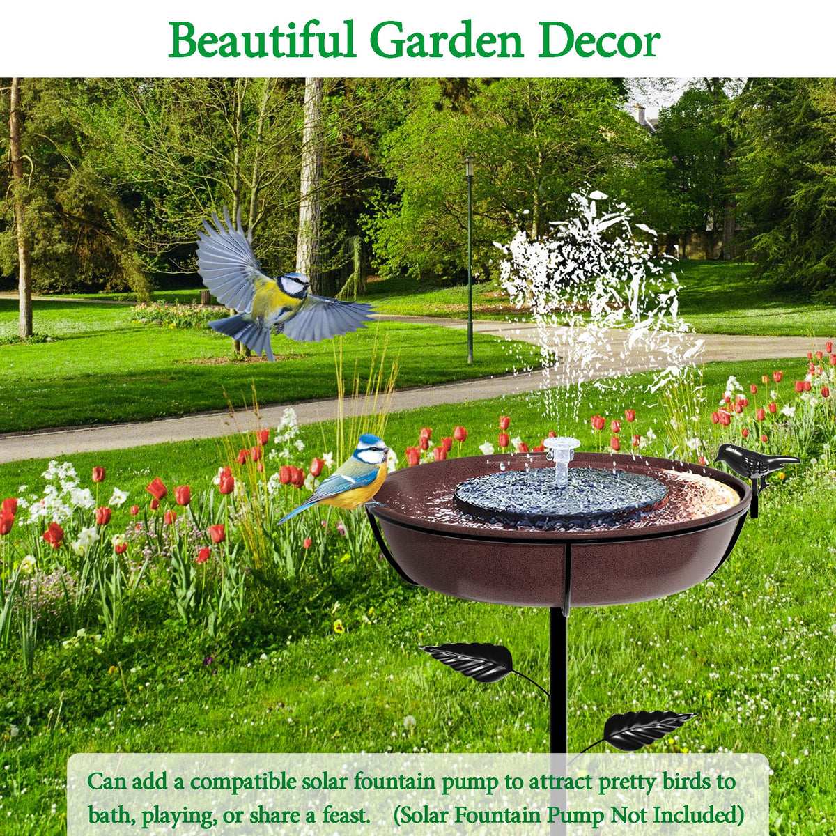 Polyjkl 3" Deep Metal Bird Bath for Outdoors 40in Tall, Removable 13" Dia Birdbath Bowl with Stable Stake, Vintage Birdbaths and Bird Feeders for Outside Garden Yard Patio Lawn Decor(Antique Bronze)