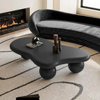 47 Inch Cloud Shaped Coffee Table with 3 Ball Legs for Living Room Black