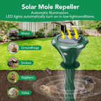 Mole Repellent Solar Powered, 2 Pack Snake Repellent for Yard Waterproof Motion Detection LED Flash Light, Ultrasonic Skunk Repellent Get Rid of Mole, Vole, Rabbit, Gopher, Raccoon, Deer