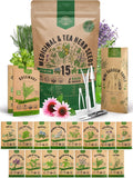 Organo Republic 15 Medicinal & Tea Herb Seeds Variety Pack 6,420+ Non-GMO Heirloom Garden Seeds for Indoor & Outdoors, Including Anise, Borage, Cilantro, Chamomile, Dandelion, Rosemary Seeds