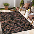 Beeiva Outdoor Area Rug, 6x9 Large Outdoor Rug Waterproof, Reversible Plastic Indoor Outdoor Rug for Deck, Balcony, Backyard, Porch, Camping, Picnic - Black/Brown