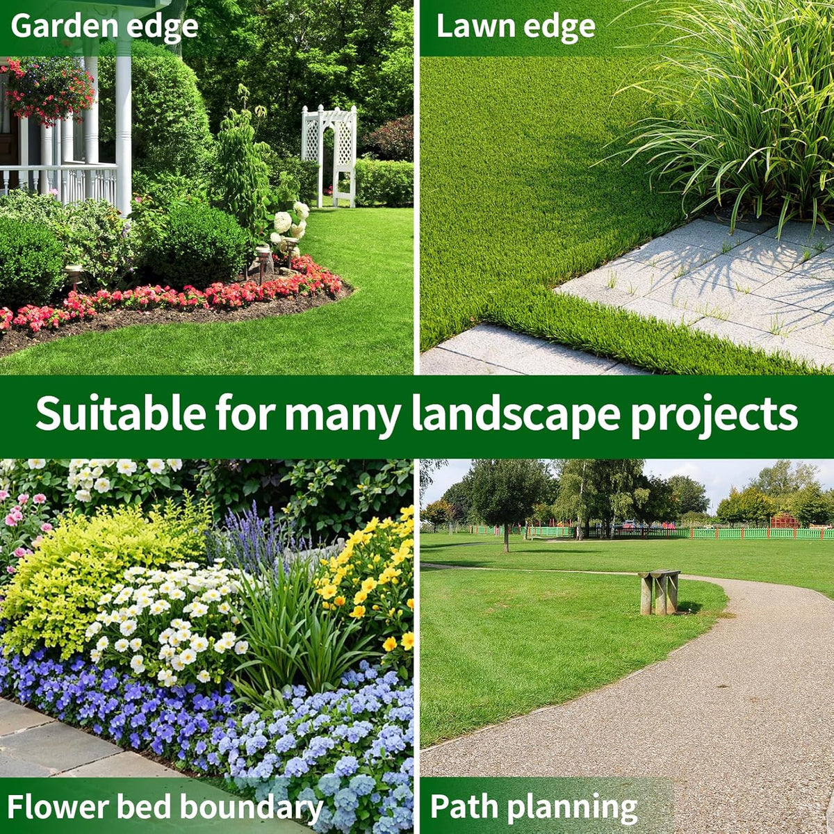 4 in x 100 Ft Garden Landscape Edging, No Dig Garden Edging Border Kit with 184 Pcs Spikes for Flower Bed Lawn Yard Grass Brown