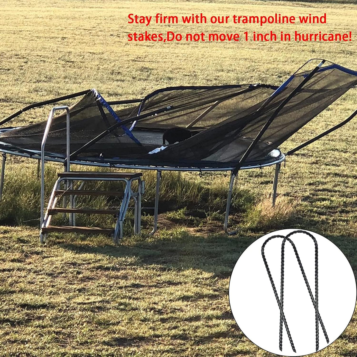 10"x2" Trampolines Wind Stakes Heavy Duty U Shape Galvanized Steel Trampoline Stakes Ground Anchors with Sharp End for Camping Tent, Garden Staples, Trampoline Pins (24)