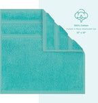American Soft Linen Luxury Washcloths for Bathroom, 600 GSM 100% Cotton 4 Piece Turkish Wash Cloth Set, 13x13 in Soft Rags for Body and Face, Turquoise Blue Washcloths