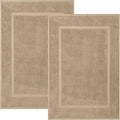 DAN RIVER Classic Bath Mat - Tan, 100% Ring Spun Cotton, Pack of 2, 21x34 inches, 800 GSM, Non-Slip, Absorbent, Quick Drying, Machine Washable Bathroom Floor Mats for Shower, Kitchen & Bath