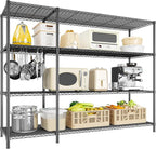 52.36''W Storage Shelves Metal Shelving Unit Load 1120LBS 4 Tier Wire Shelving for Storage Rack Adjustable Garage Shelving Heavy Duty for Pantry Kitchen Garage,52.36Wx13.78Dx59H