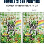 Boston Terrier St Patricks Day Garden Flag Dog St Patrick's Day Yard Flags for Outside 12x18 Double Sided Buffalo Plaid Shamrock Flag Small Outdoor Rainbow St Patrick's Decor
