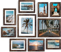 Vittanly 10 Pack Picture Frames Collage Wall Decor, Gallery Wall Frame Set for Wall or Tabletop Display, Engineered Wood and Shatter-resistant Plexiglass, Multi Sizes with 8x10, 5x7, 4x6 Frames, Brown