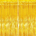 2 Pack Gold Tinsel Foil Fringe Curtains, Gold Party Decorations, Metallic Tinsel Party Streamers Backdrop for Birthday Baby Shower Graduation Wedding New Year Party Decorations