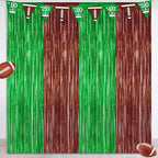 2 Pack Football Party Decorations, 3.28 FT x 7.05 FT Tinsel Backdrop, Brown Green Foil Fringe Curtains Metallic Party Streamer, Football Party Supplies Game Day Decorations 2025