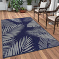 GENIMO Outdoor Rug 3' x 5' Waterproof for Patios Clearance, Reversible Outdoor Plastic Straw Camping Rug Carpet, Large Area Rugs Mats for RV, Camper, Deck, Balcony, Porch, Beach, Picnic Navy Blue&Grey