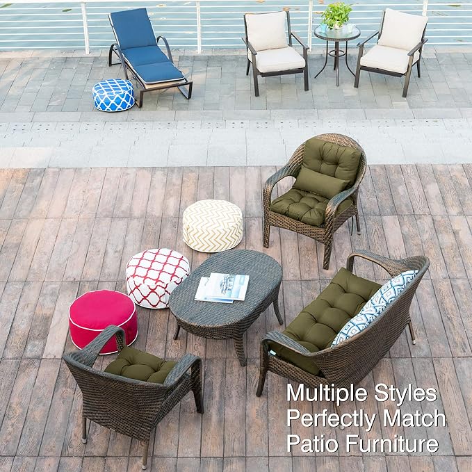 QILLOWAY Outdoor Chair Cushion for Patio Furniture, Waterproof Patio Cushions Set of 2 with Ties, Fade Resistant Replacement Pads for Outdoor Rocking Chairs,Sage