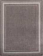 Unique Loom Outdoor Border Collection Area Rug - Soft Border (10' x 14' 1" Rectangle Brown/Ivory)