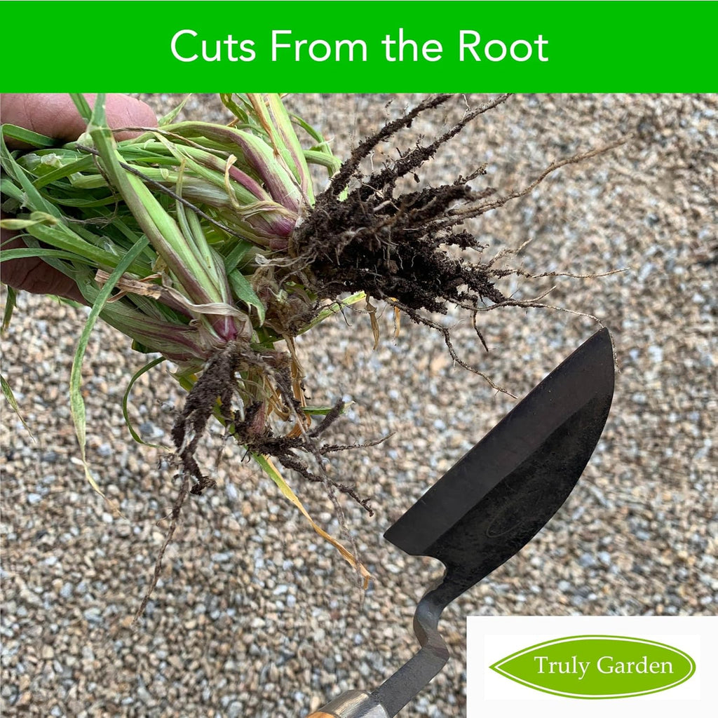 Effortless Weeding: Sharp Sickle Cuts Roots, Saves Time - with Thick Leather Sheath & Sharpening Stone