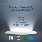 5/6 Inch LED Disk Lights - Dimmable Flush Mount Ceiling Lights, 5CCT Selectable Disc Lights, Recessed Light, Surface Mount Ceiling Light, CRI90+, 14.8W 1150LM, UL/FCC/Energy Star (12 Pack)