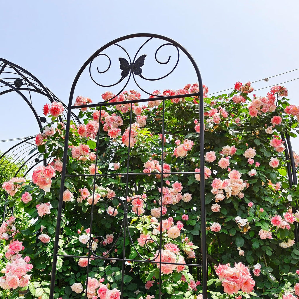 2 Pack Garden Trellises with Black Metal Coating, Trellis for Climbing Plants Outdoor, Roses, Vegetables, Vines, Cucumbers-19.7×86.7 inches.