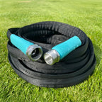 Flat Garden Hose (100 foot x 5/8 inch) Lightweight, Durable Fiber Jacket, Flexible & Kink Free, Non-Expandable Water Hose, Easy Handling in All-Weather Conditions, 700010 by New England Garden Tools