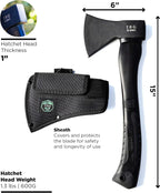 Camping Axe - Camping Hatchet with Sheath -Survival Throwing Axe - Survival Hatchets for Camping and Chopping Wood - Tactical and Survival Hatchet - Bushcraft Axe for Camping