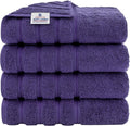 American Soft Linen Luxury 4 Piece Bath Towel Set, 600 GSM 100% Cotton Turkish Bath Towels for Bathroom, 27x54 in Extra Large Bathroom Shower Towels, Purple