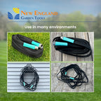 Flat Garden Hose (50 foot x 5/8 inch) Lightweight, Durable Fiber Jacket, Flexible & Kink Free, Non-Expandable Water Hose, Easy Handling in All-Weather Conditions, 700009 by New England Garden Tools