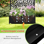 Metal Raised Garden Bed with Trellis, 2 in 1 Trellis with Planter Box & Privacy Screen for Climbing Plants, Vine, Outdoor Standing Flower Beds with Drainage Holes, 35.4"L x 15.7"W x 70.10"H,(Black)
