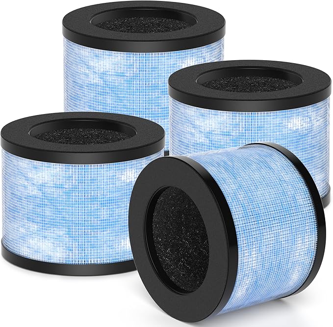 MK-01 & MK06 True HEPA Filter Replacement Compatible with Aroeve MK01, MK06, ToLife TZ-K1, FreAire KN6391 and Kloudi DH-JH01 Air Purifier, Standard Version, Pack of 4