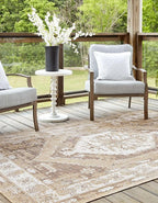 Unique Loom Outdoor Traditional Collection Area Rug - Valeria (7' 1" x 10' Rectangle, Natural/ Ivory)