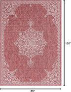 Unique Loom Outdoor Traditional Collection Area Rug - Antique (7' 1" x 10' Rectangle, Rust Red/ Gray)