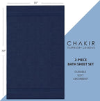 Chakir Turkish Linens, 100% Cotton Premium Quality Turkish Bath Sheets (35''x70'' Large Bath Sheet Towels - Navy)