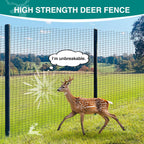 FRUITEAM Deer Fence Netting, 8FT x 100FT Heavy Duty Black PP Coated, Garden Protection Barrier, 0.7"x0.7" 70gr/sqm Mesh, Long-Lasting Yard Garden Fencing Roll
