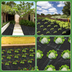 1.3FT x 50FT Weed Barrier Landscape Fabric Heavy Duty, 3.2oz Premium Gardening Weed Control Mat with 10 U-Shaped Securing Pegs, Ground Cover for Garden Beds, Farming, Underlayment, Commercial Driveway