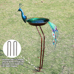 36" H Peacock Bird Baths for Outdoor, Metal Bird Feeder Seed Trayr,Outdoor Bird Bath,Garden Lawn Yard Decor
