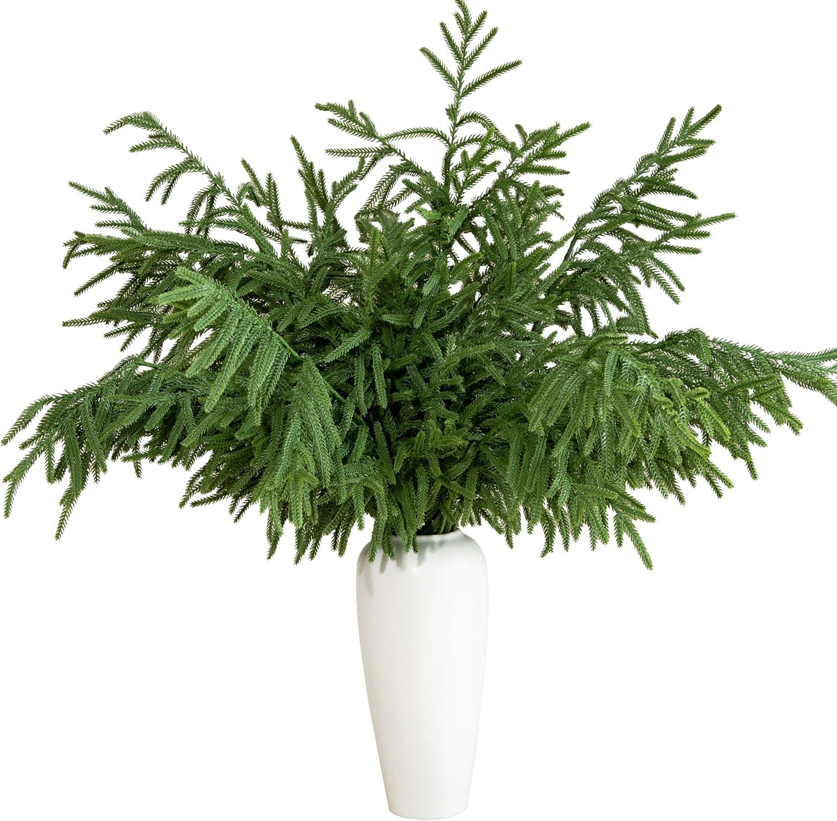 5 Pcs 36 Inch Artificial Norfolk Pine Stems Faux Christmas Greenery Evergreen Realistic Pine Branches Fake Cedar Pine Picks Winter Greens for Vases DIY Garland Wreath Home Holiday Decor