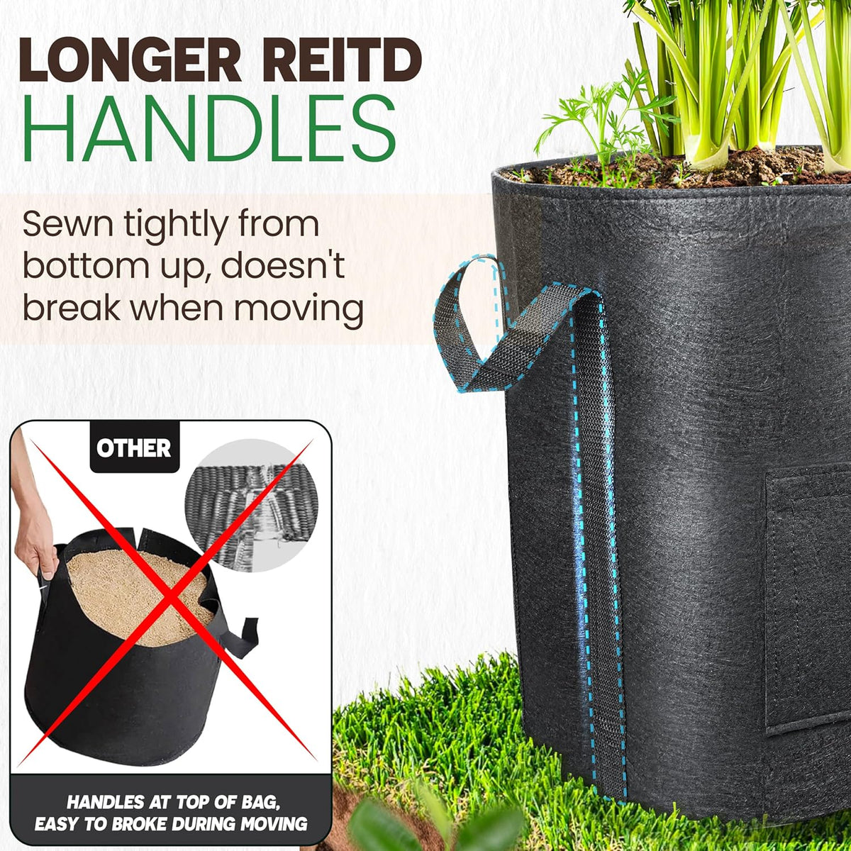 [Upgraded] 2PCS 20-Gallon Potato Grow Bags with Unique Harvest Window, Visible Window, Garden Planting Bag with Reinforced Handle, Nonwoven Fabric Pots for Tomato, Potato Growing Container - Black