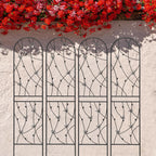 2 Pack Metal Garden Trellis 86.7" Tall Outdoor Climbing Plant Support for Roses, Flowers, Rustproof Durable Black Galvanized Tube, Lawn Garden Fence Decor Screen (2, Black flutter-86.7" H)