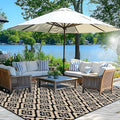 Wallona Outdoor Rugs 5x8 ft Patio Waterproof Clearance Indoor Outdoor Carpet for Patio Plastic Straw Reversible Area Rugs Mat for RV, Camping, Balcony, Beach, Picnic, Porch, Brick Black & Beige