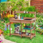 Yaheetech Potting Bench with Sink & Drawer, Outdoor Gardening Table, Brown