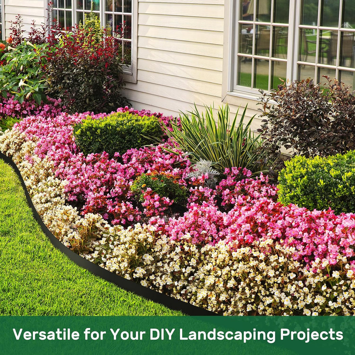 AGTEK Garden Edging 40FT Landscape Edging Kit 2 Inch Height Plastic Garden Border No Dig Lawn Border for Yard Flower Bed with 36 Stakes